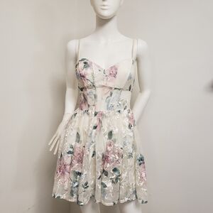 Windsor Cream and Pink Floral Mini Dress